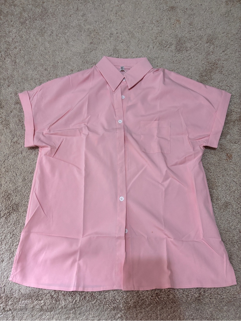 womeen's Classic Short-Sleeve Button-Up Shirt - Pink
